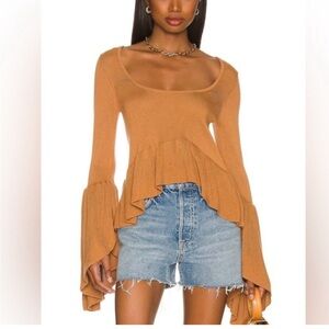 LPA Ruffle Sweater in Camel